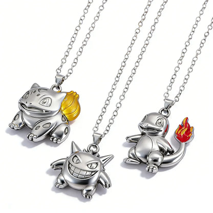 Anime Monster Alloy Pendant Necklace - Bulbasaur Charmander Gengar Character Jewelry Gift