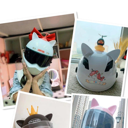 Universal Cat Ears Helmet Decoration Cute Motorcycle Electric Car Stickers Accessories
