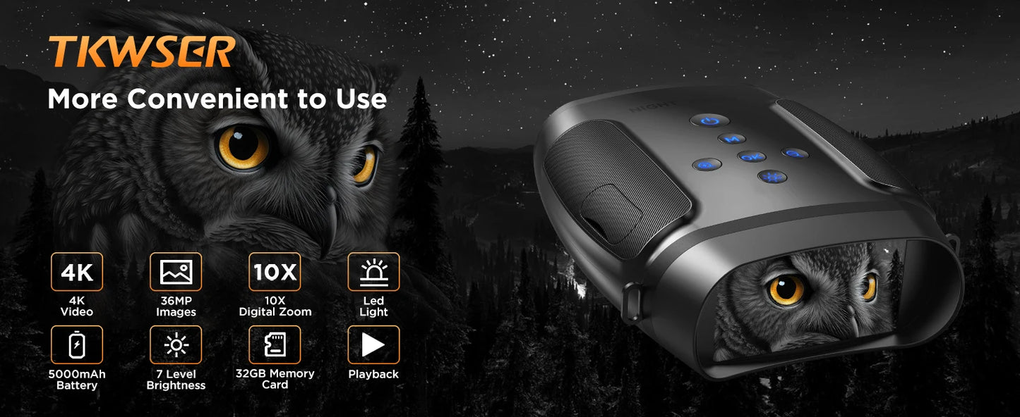 10X Digital Night Vision Binoculars | 9-Level Infrared, 600M Visibility in Darkness with 5000mAh Rechargeable Battery