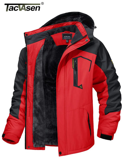 Men’s Fleece Lined Mountain Jacket - Removable Hooded Winter Ski, Snowboard and Hiking Parka Coat