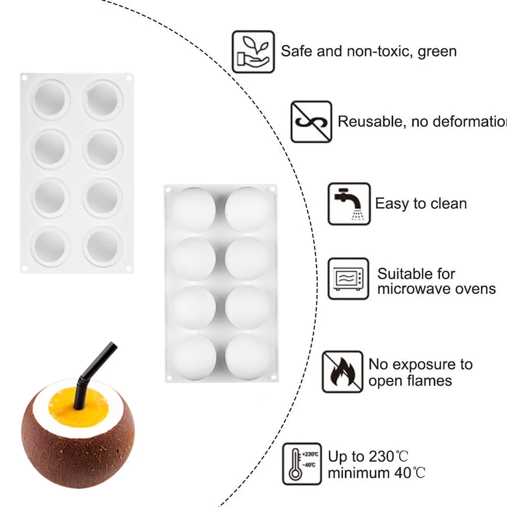 3D Fruit Silicone Mold for Pastry Desserts - Apple, Pear, Peach, Lemon, Cherry, Strawberry Baking Cake Mold