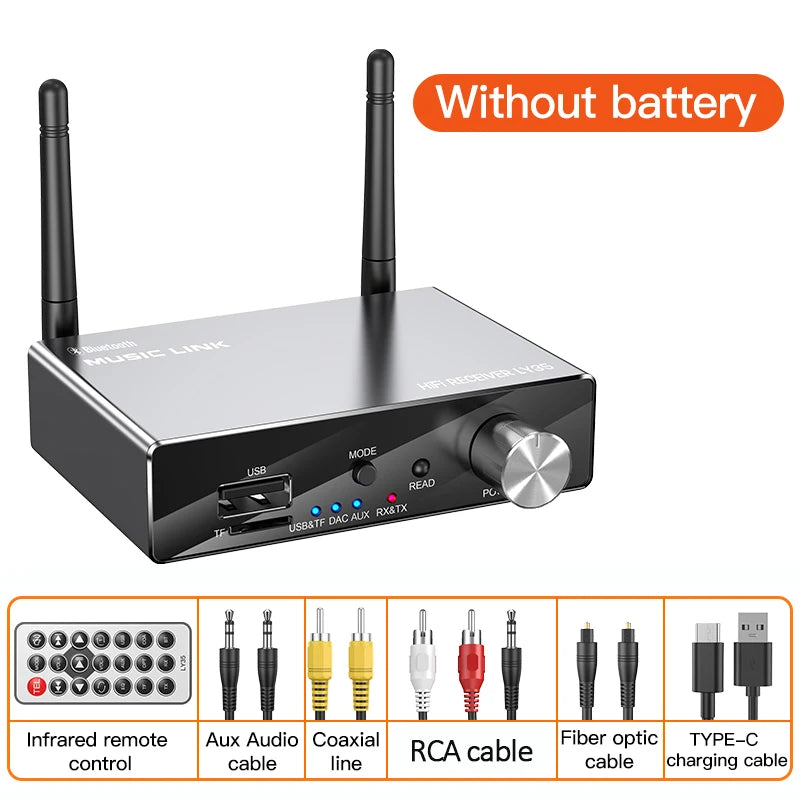 Bluetooth 5.3 Receiver Transmitter | Low Latency Stereo AUX 3.5mm, Optical, Coaxial Wireless Audio Adapter USB for TV & PC