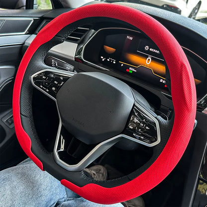 Universal Leather Steering Wheel Cover - Non-Slip Breathable Protector for 36-38cm Car Steering Wheels