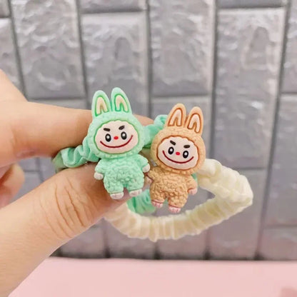 5PCS Labubu Hair Ties – Cute Cartoon Elastic Scrunchies for Women & Girls, Ponytail Holders Hair Accessories Gift Set