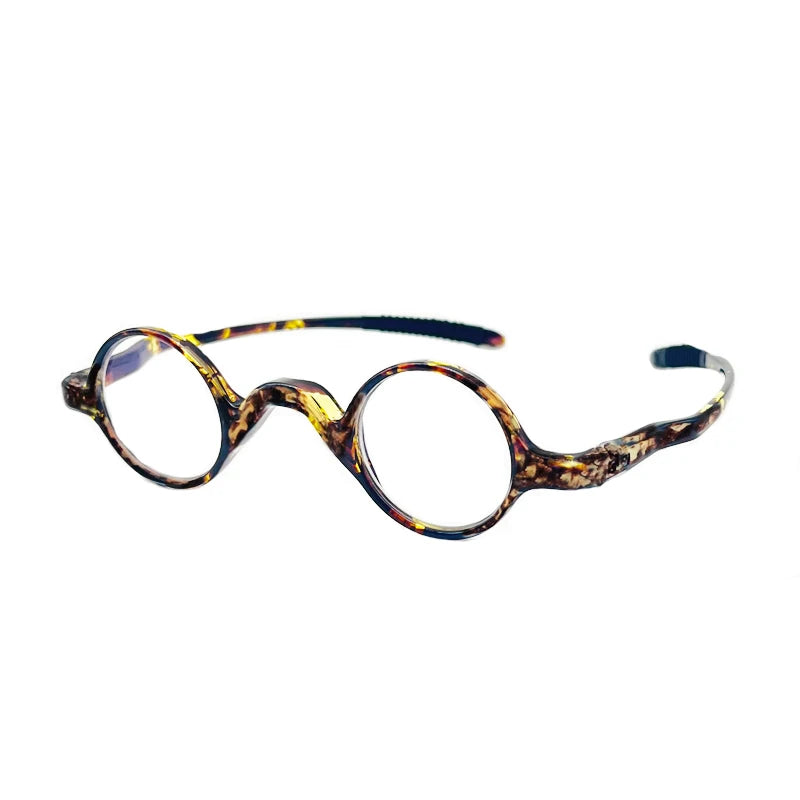 May Flower TR90 Men's Tiny Round Reading Glasses – Retro Anti-Blue Light Eyeglass Frame +4.0