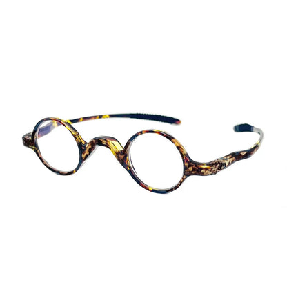 May Flower TR90 Men's Tiny Round Reading Glasses – Retro Anti-Blue Light Eyeglass Frame +4.0