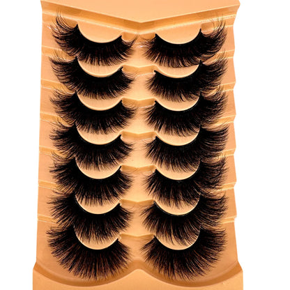7 Pairs 3D Mink Fur False Eyelashes – Thick Short Dramatic Natural Look Makeup Lashes Wholesale