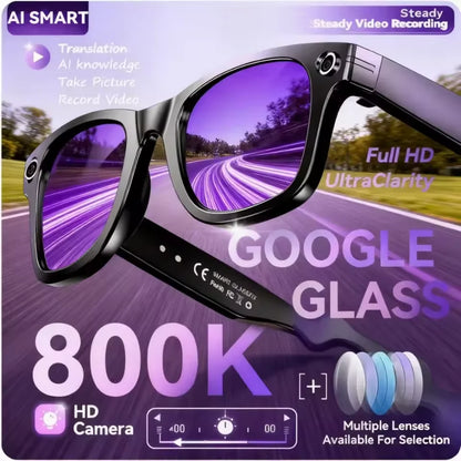 800W AI Smart Camera Glasses – Men Color-Changing Smart Sunglasses, Photo & Video Recording, Translation, Waterproof Call & Smart Wearable Eyewear