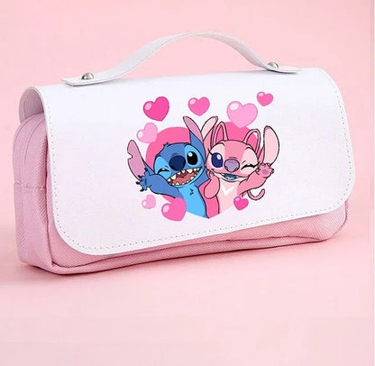 Anime Stitch Fully Printed Flap Pencil Case – Cartoon Stationery Bag for Primary & Secondary Students