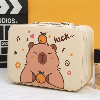 Kawaii Capybara Makeup Bag, Large Capacity Waterproof Anime Cosmetic Storage Handbag for Travel & Organization