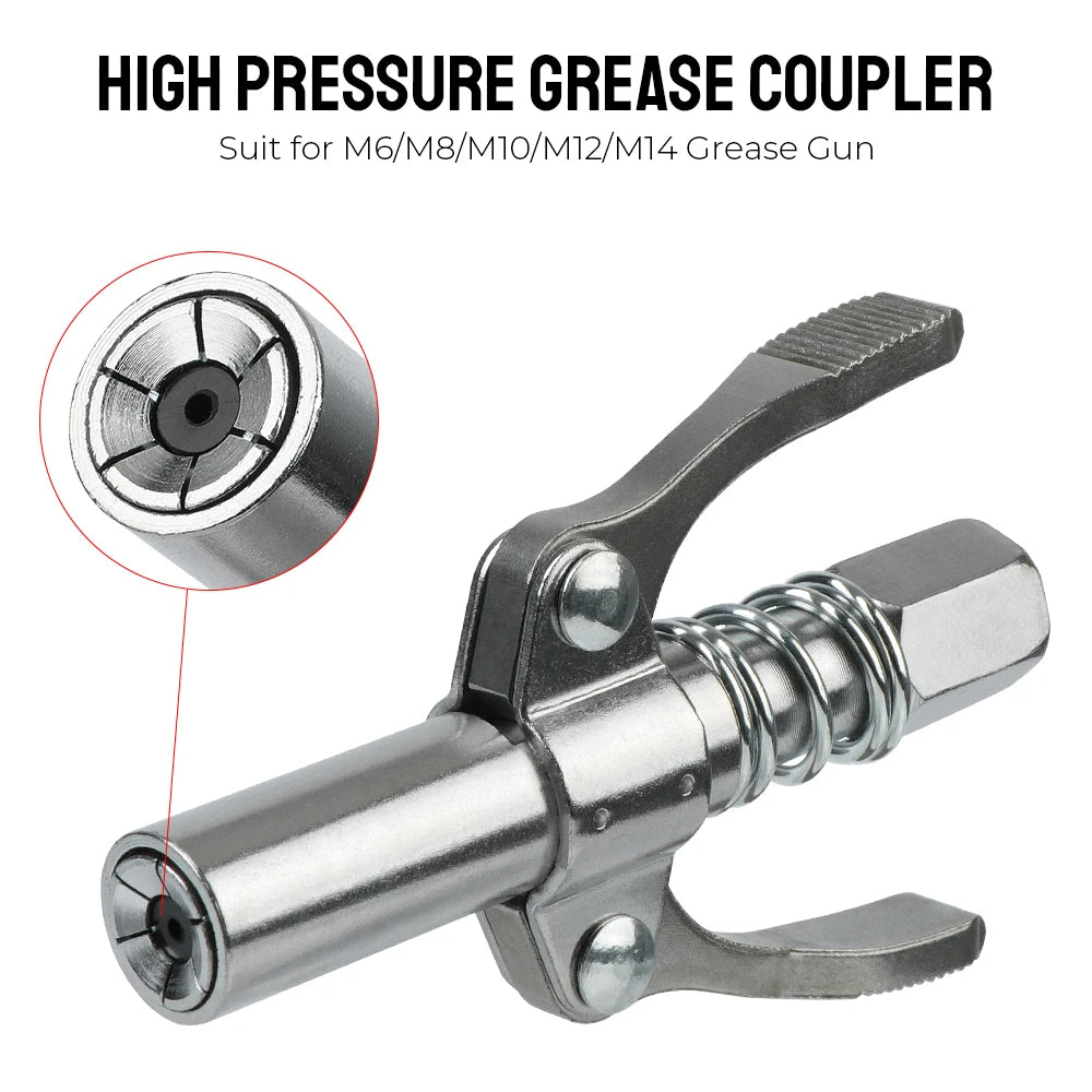 High Pressure Grease Coupler Nozzle: 10000PSI Grease Gun Pump Syringe with NPT1/8 Adapter - Brake Oil Change Tools & Car Accessories
