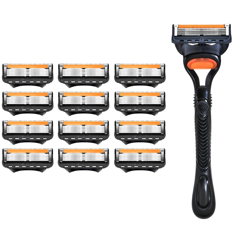 Men’s 5-Layer Fusion Razor Blade Refills – 4/12/24PCS Replacement Cartridges for Beard & Face Shaving