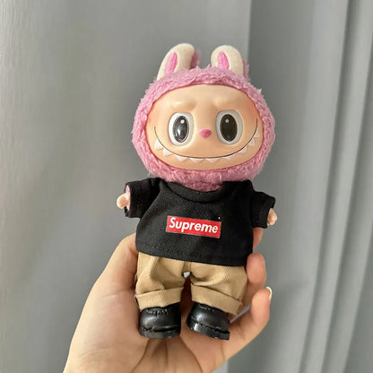 17cm Lovely Labubu Doll Clothes - First & Second Generation Supreme Clothing Set, Multi-Color Outfits