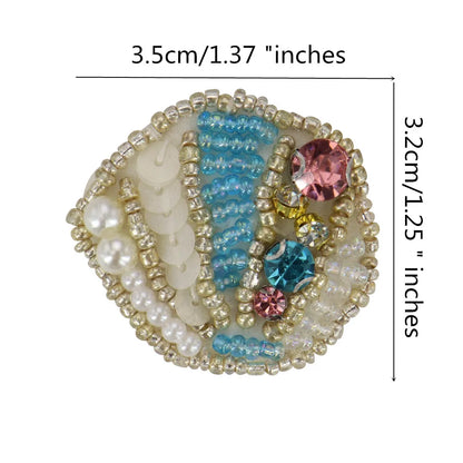 Marine Series Rhinestone Patches - Handmade Shell Starfish Seahorse Leaf Beaded Sewing Appliques for DIY Clothing