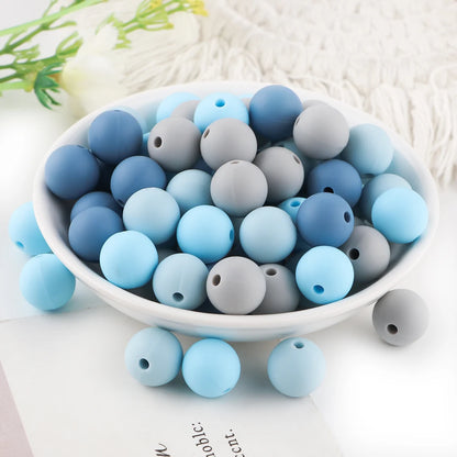 50Pcs Silicone Spacer Beads - 9/12/15mm Round Loose Beads for DIY Necklace Bracelet Jewelry Making