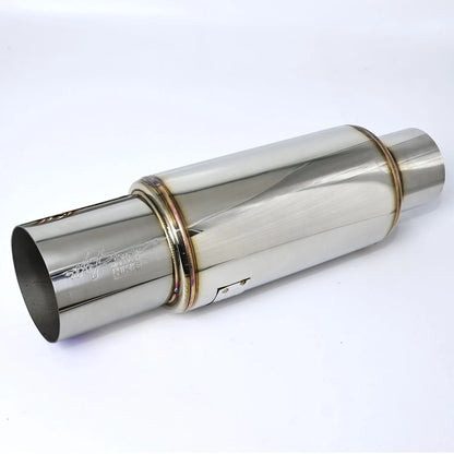 Universal Stainless Steel Straight Drum Muffler Tailpipe - 2, 2.5 & 3 Inch Inlet, 3.5 Inch Outlet Car Exhaust