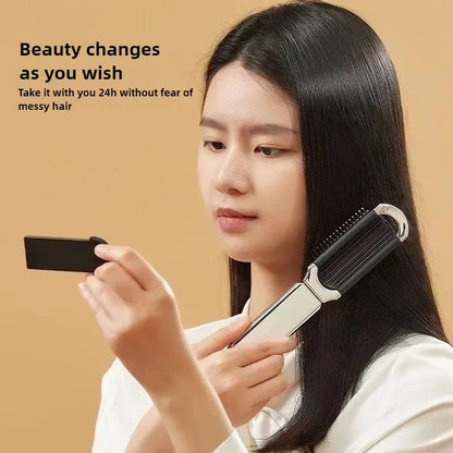 Foldable Hair Comb with Mirror - Portable Scalp Massage Brush, Anti-Static Travel Styling Tool for Girls