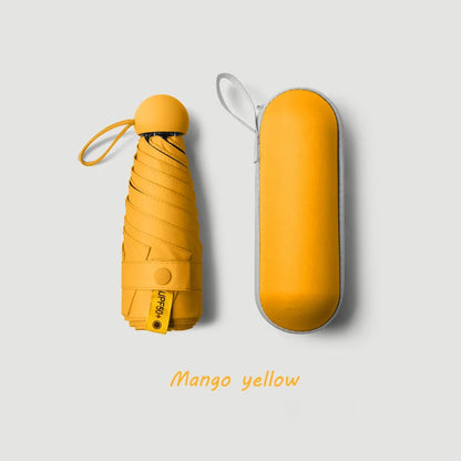 Mini Capsule Umbrella – Portable Sun & Rain Protection, UV Coating, 6 Reinforced Ribs, Compact Travel Outdoor Umbrella