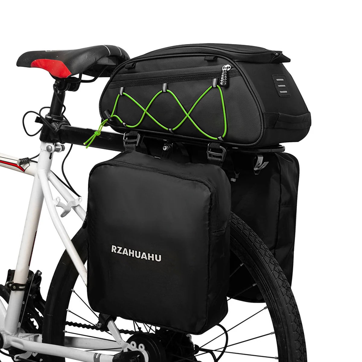 3-in-1 Waterproof Bike Rack Trunk Bag with Cooler & 2 Side Hanging Bags – Bicycle Rear Seat Cargo Luggage