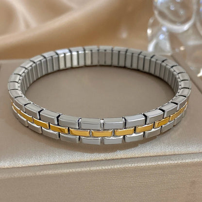 Greatera Five-Layer 10mm Beaded Bracelet – Two-Tone Stainless Steel Watch Chain Bangle Jewelry for Men & Women