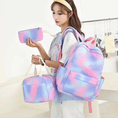3Pcs Lilo & Stitch School Backpack Set – Colorful Cartoon Bookbag with Lunch Bag for Kids & Teens