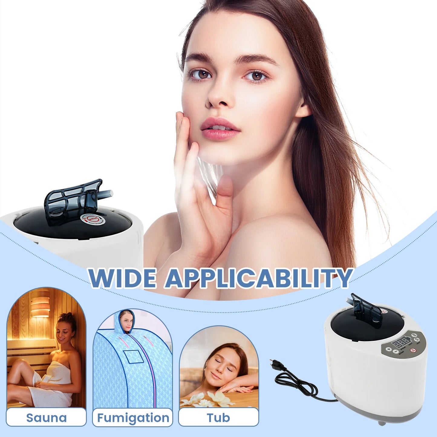 3L Sauna Steamer Machine – 1000W US Steam Pot Generator with Safety Protection for Bath Tub & Sauna Room