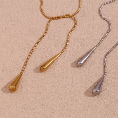 Two Water Drop Snake Chain Necklace – Tarnish-Free Silver & 18K Gold Plated Stainless Steel Jewelry for Women