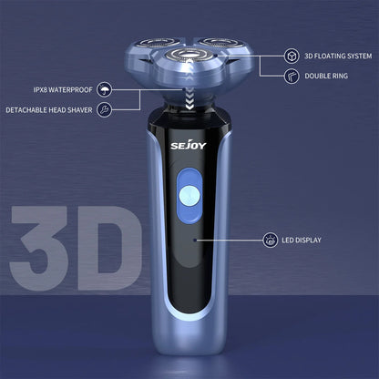 Sejoy Electric Razor for Men – 3-Blade Foil Shaver with 7500 RPM High-Speed Motor & Digital Power Display