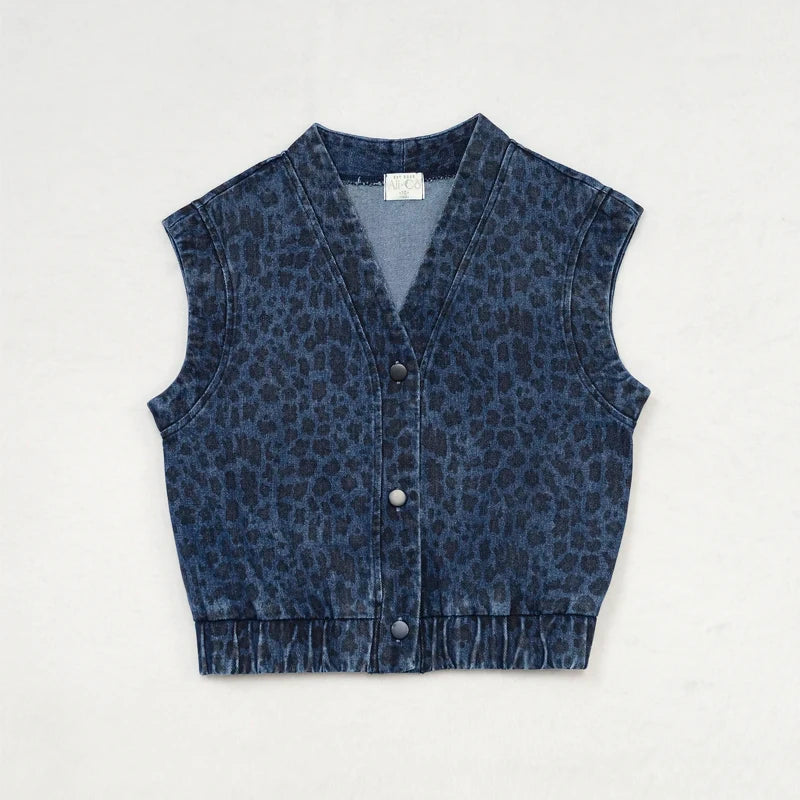 AW26 Denim Leopard Kids Clothing Collection - Boys Girls Dress Skirt Shirt Vest and Overalls Fashion Set