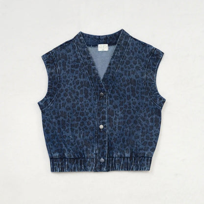 AW26 Denim Leopard Kids Clothing Collection - Boys Girls Dress Skirt Shirt Vest and Overalls Fashion Set