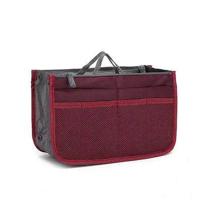 Women’s Nylon Makeup Organizer Insert Bag – Large Capacity Travel Cosmetic Handbag Liner & Tote Purse Organizer for Ladies