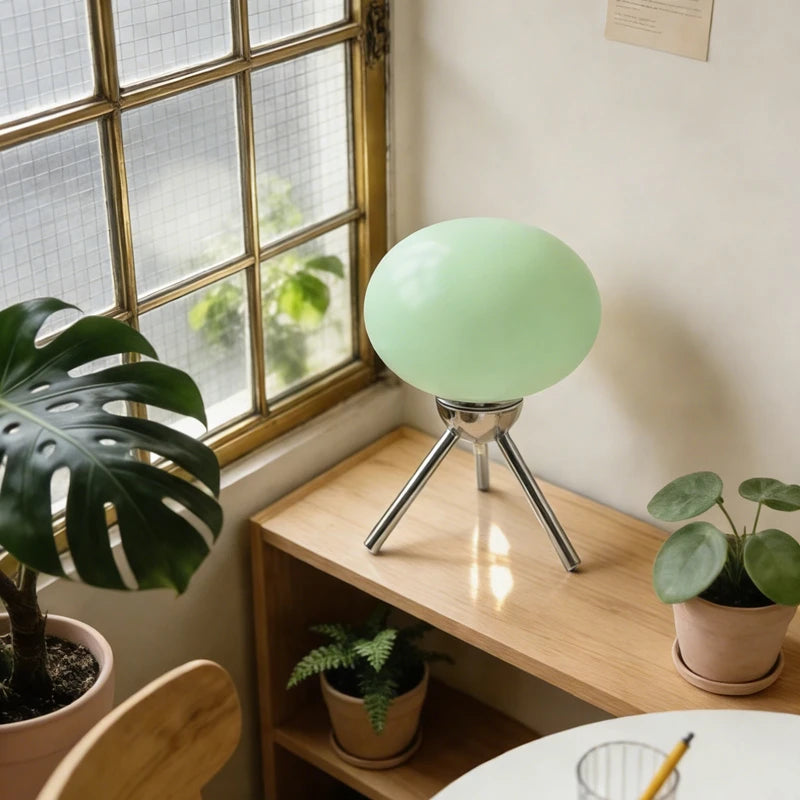 Bauhaus Mushroom Table Lamp - Mid-Century Nordic Glass Bedside Light for Modern Bedroom Decor