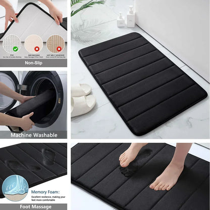Super Absorbent Memory Foam Bath Mat - Non-Slip Bathroom Rug for Bathtub, Shower, and Toilet