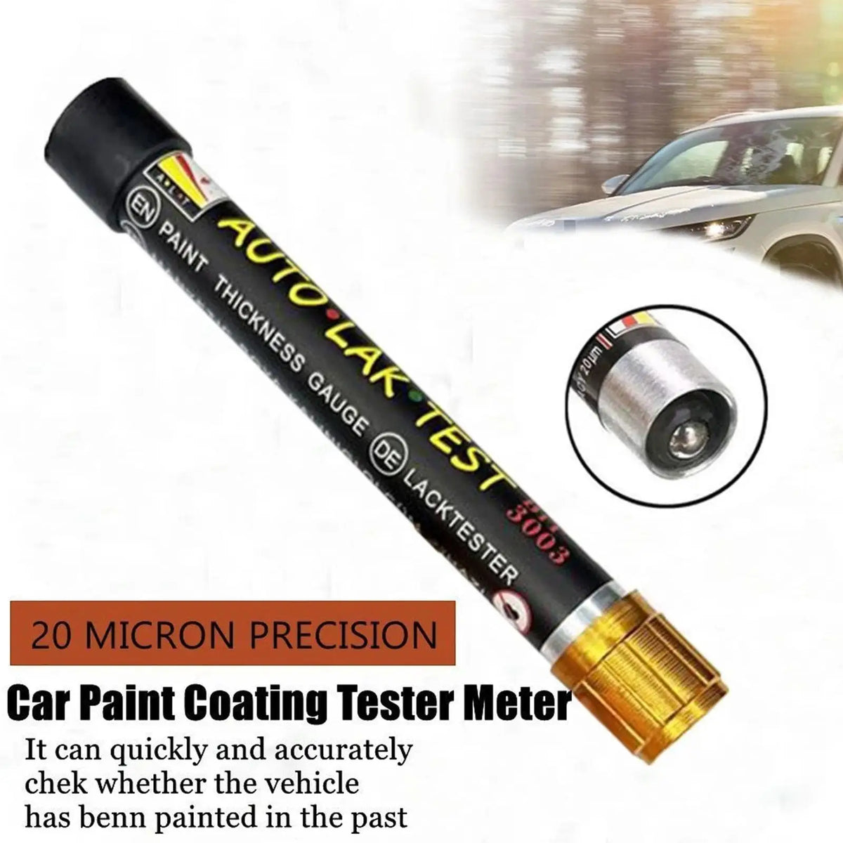 Car Paint Thickness Gauge - Magnetic Tip Auto Paint & Body Repair Inspection Tester