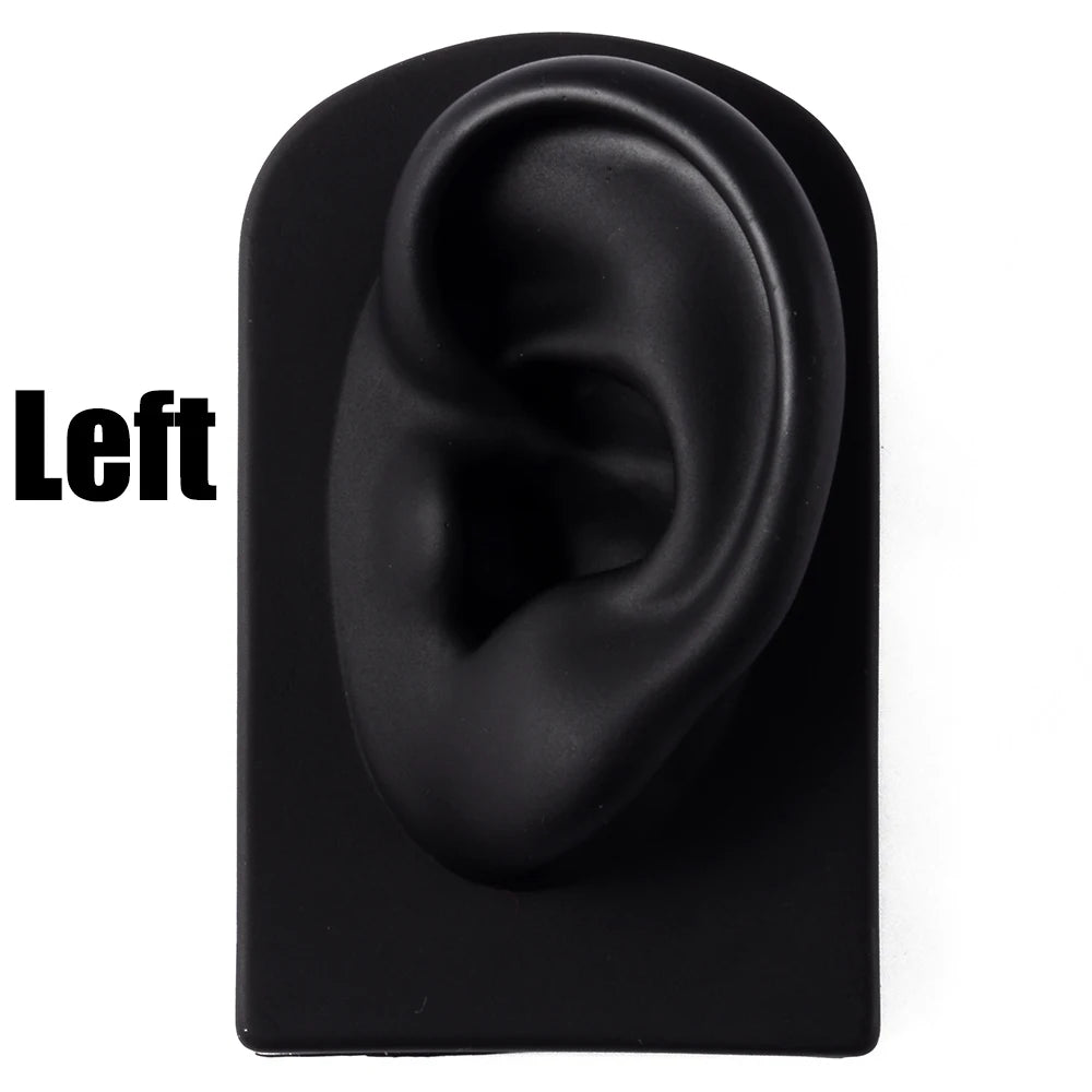 Soft Silicone Ear Nose Mouth Practice Model – Tattoo & Piercing Jewelry Display Stand with Acrylic Earring Holder Kit for Training & Showcase