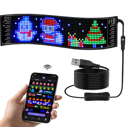 Customizable LED Matrix Pixel Display - Scrolling Car Logo, Text, Animations & Warning Light for Vehicle Decoration and Advertising