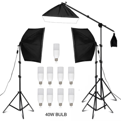 30W-40W Photography Softbox Lighting Kit – 50x70CM Continuous Soft Light for Studio and Portrait Shooting