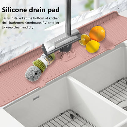 30/24 Inch Silicone Faucet Mat – Large Sink Splash Guard & Countertop Protector for Kitchen & Bathroom