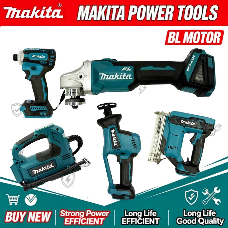Makita 18V Brushless Power Tool Kit - Cordless Impact Drill, Angle Grinder & Circular Saw Set