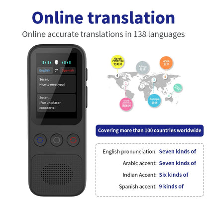 Portable Offline Voice & Photo Language Translator Device – 138 Languages WiFi Translation for Travel & Business Communication