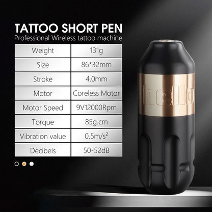 Ambition Stroke 4.0mm Rotary Tattoo Machine with Coreless Motor, 33mm Grip, RCA Interface, Permanent Makeup Pen for Body Art