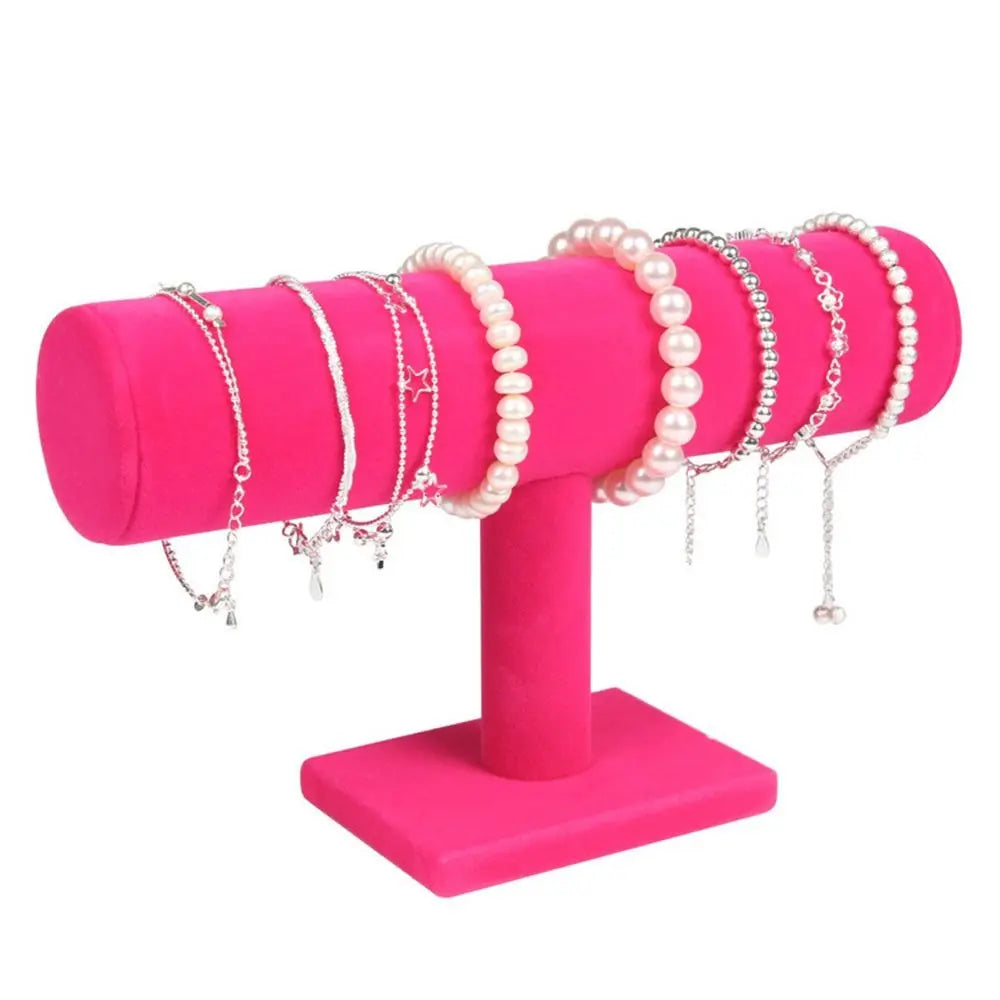6-Color Upright Velvet Bracelet & Chain Watch Display Rack – Hard Jewelry Organizer Stand Holder