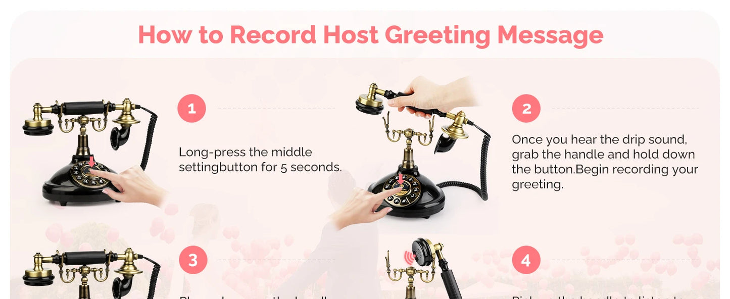 Vintage-Style Audio Guest Book Phone - Voicemail Recorder for Weddings, Graduations, Retirements, Birthdays & Baby Showers