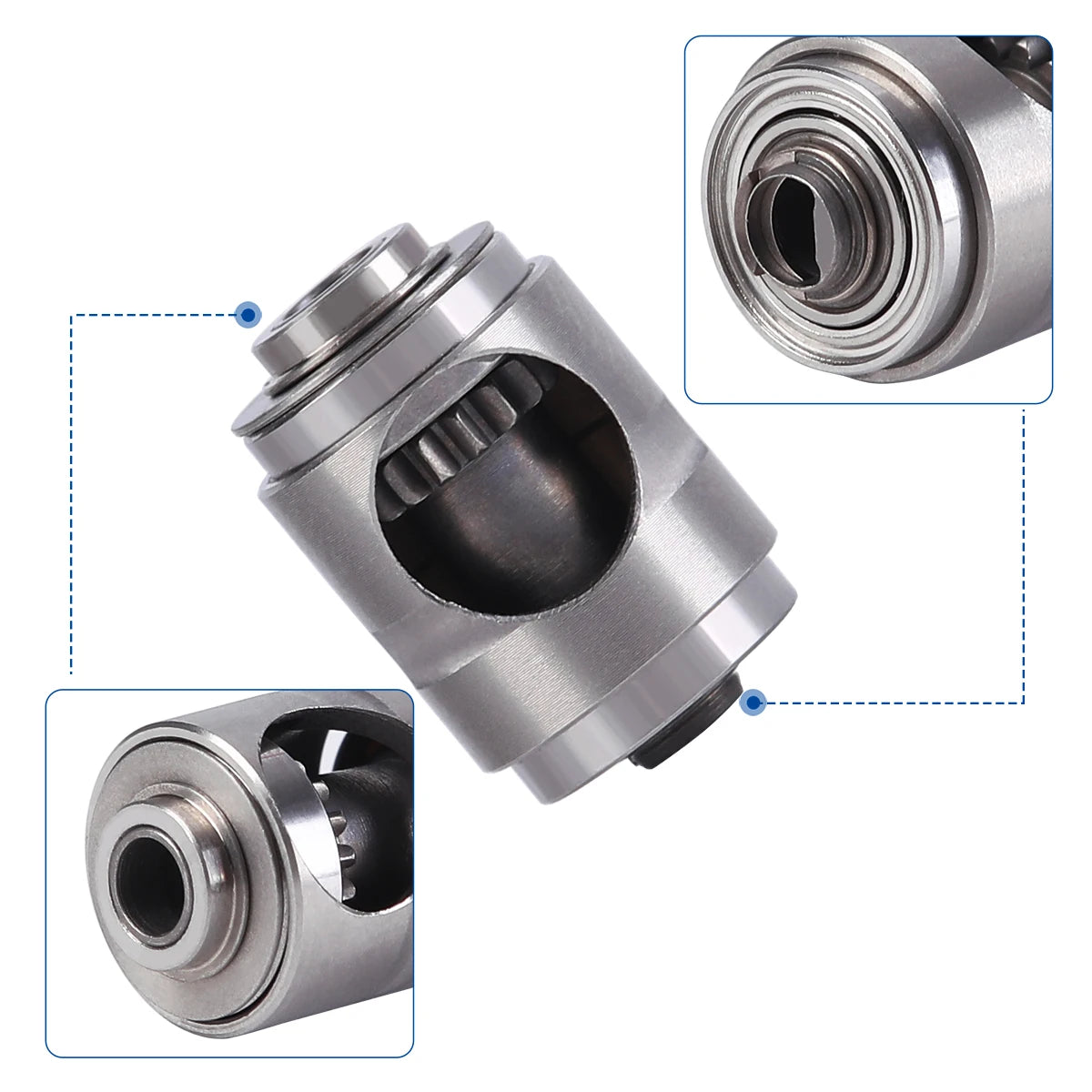 AZDENT Dental Low Speed Handpiece 1:1 Contra Angle – Push Button for ø2.35mm CA Burs, 2/4 Holes, Air Motor