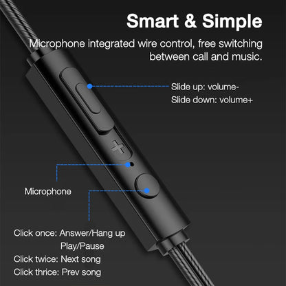 OLAF 3.5mm Wired Earphones - In-Ear Stereo Headphones with Microphone, Bass & In-Line Control