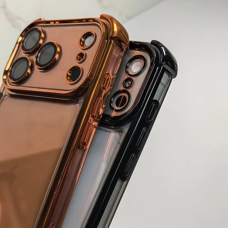 Luxury Clear Shockproof iPhone Case - Wrist Strap, Lens Protector & Protective Cover