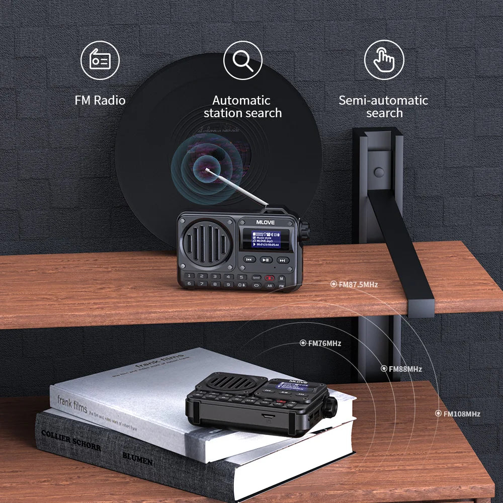 MLOVE BV800 Bluetooth Speaker - Portable Wireless Speaker with FM Radio MP3 Player & LCD Display