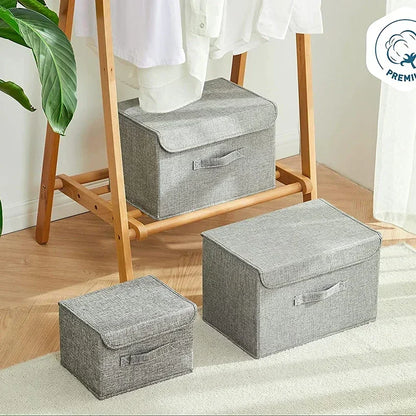 Washable Cotton Linen Folding Storage Box – CD, Toy & Laundry Organizer with Lid