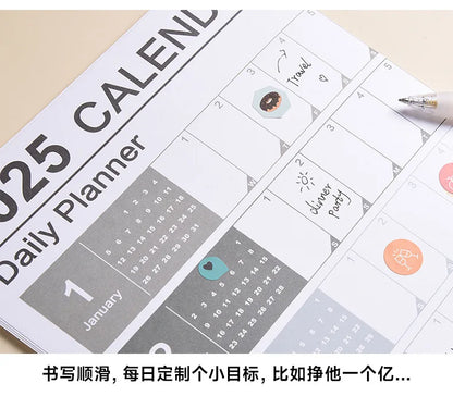 2025 2024 Large Wall Calendar Planner Sheet – Kawaii To-Do List & Schedule Organizer for Office & Home