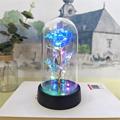 LED Eternal Rose Gift - 24K Gold Foil Flower with Glass Dome Light for Valentine’s Day, Wedding & Special Occasions